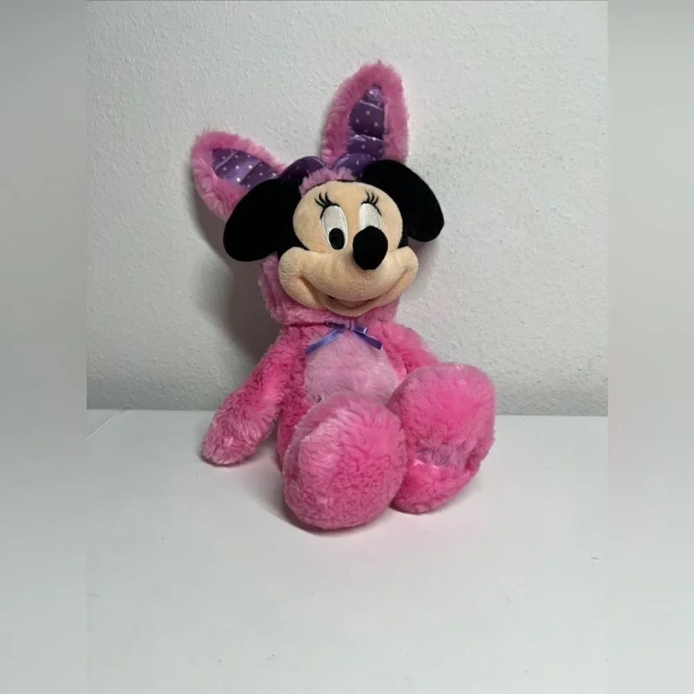 Minnie Mouse Purple Easter Bunny Plush Disney Store Stuffed Animal 17”